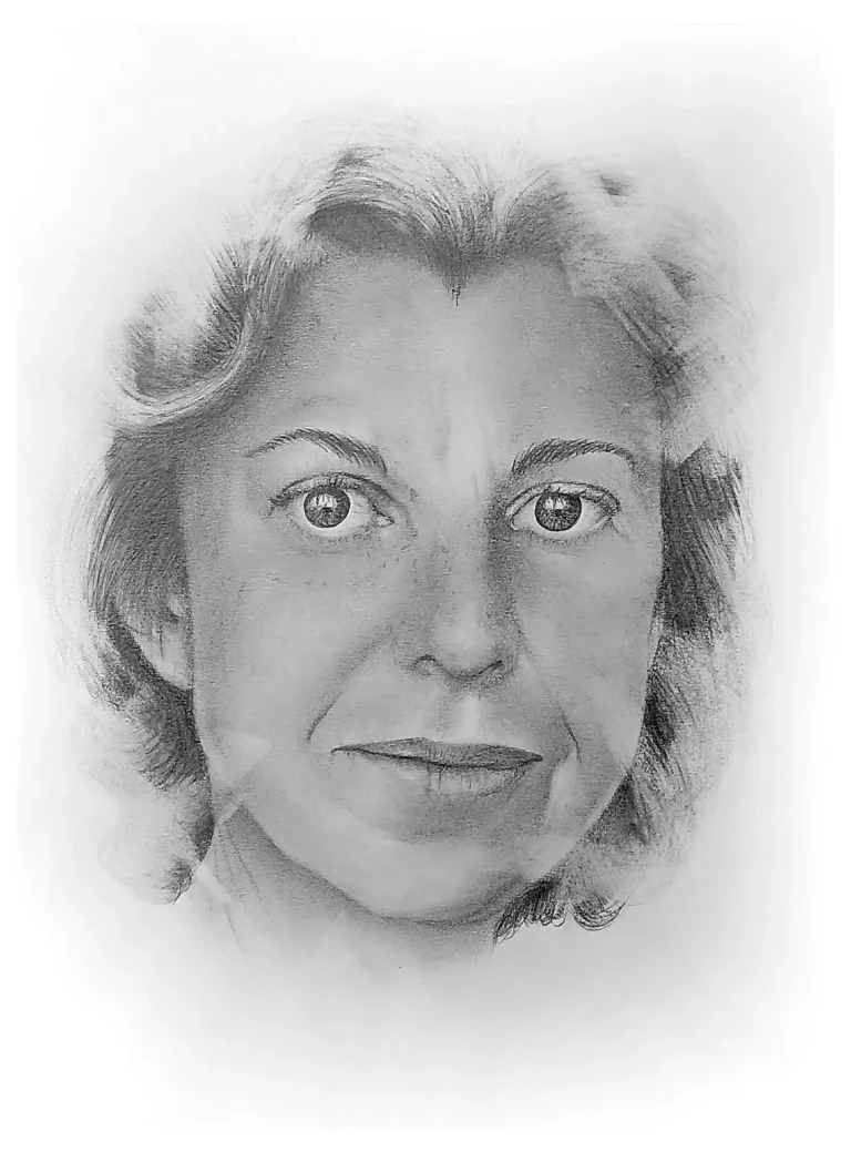 Retrato a grafito de Helen Frankenthaler