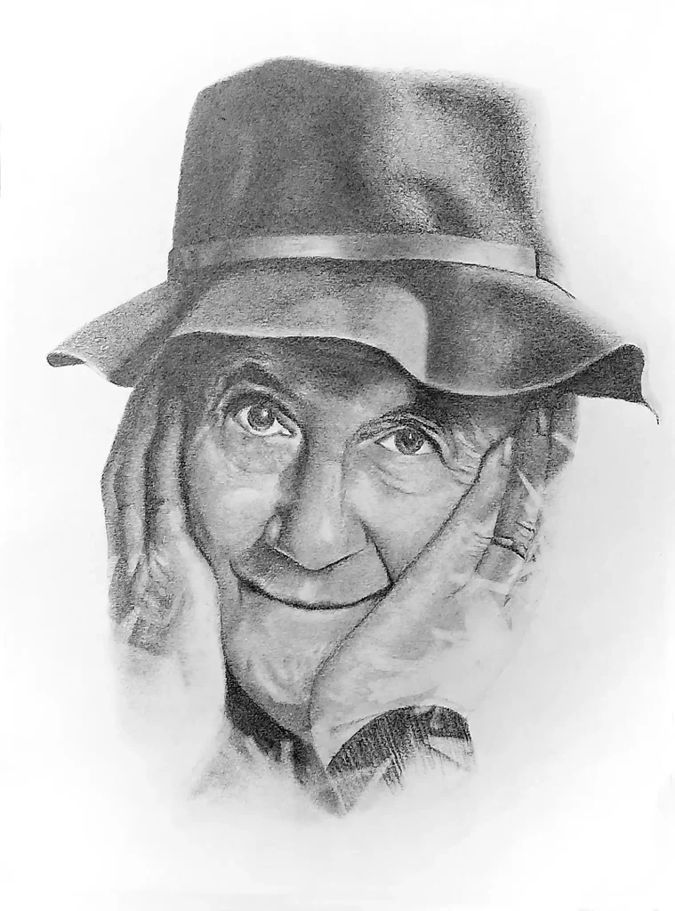 Retrato a grafito de Joan Miró