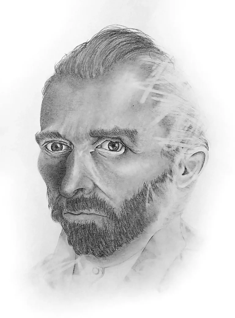 Retrato a grafito de Vicent van Gogh